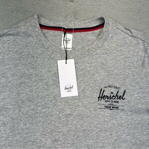Herschel Shirt Mens Medium Gray Double Sides Logo T Shirt‎ Cotton Casual NEW